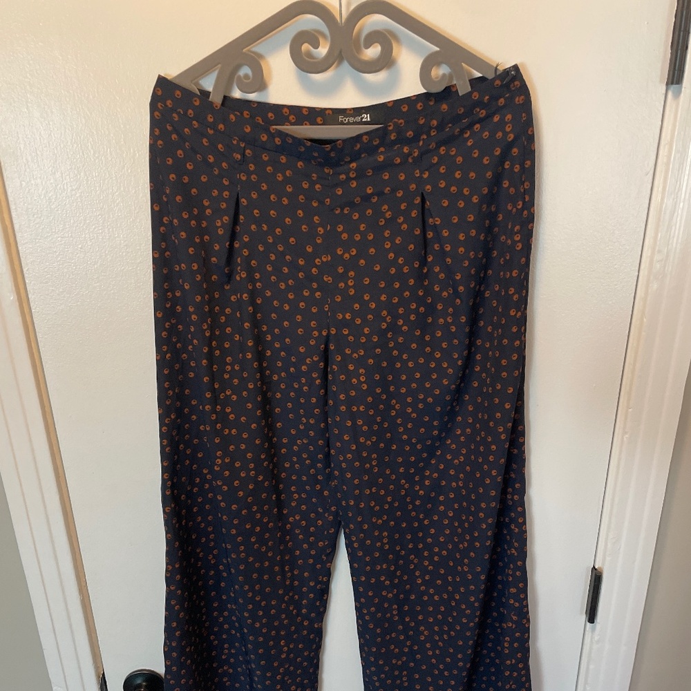 Wide leg navy and rust pants